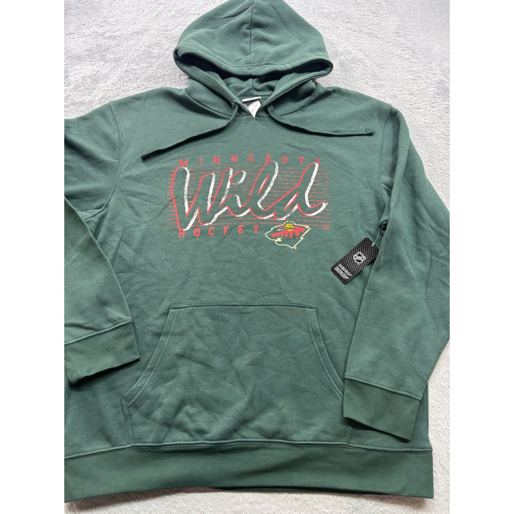 NHL Minnesota Wild Mens‎ XL Forest Green Graphic Pullover Hoodie Sweatshirt NWT